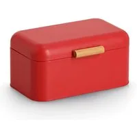 Zeller Present Brotkasten, Stahl/Bambus, Metall/Bambus, rot, ca. 30,5 x 20,5 x 15 cm