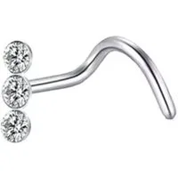 Karisma Schmuck Nasenpiercing aus Edelstahl Nasenstecker Kristallstein (Bezel Setting), 3 Steine 6mm Lang