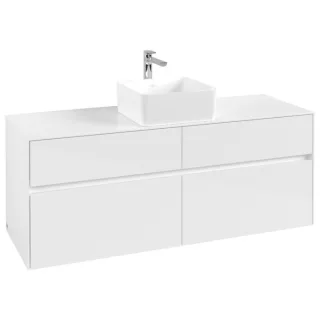 Villeroy und Boch Collaro Waschtischunterschrank C04500DH 140 x 54,8 x 50 cm, Waschtisch mittig, Glossy White