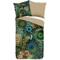 hip Bettwäsche Baumwolle, Renforcé, 2 teilig, Mandalas mit Pfau und Pflanzen, grün, natur