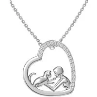 Limana Herzkette Katze Herz Kette Damen 925 Silber Halskette Anhänger gold Geschenk (Freundin Frauen Ehefrau Mama Silberkette inkl. Dose), Geburtstag Ostern Muttertag Weihnachten Jahrestag Valentinstag