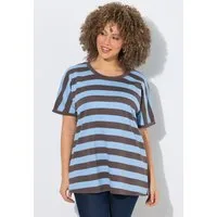 Ulla Popken T-Shirt T-Shirt Ringel Oversized Rundhals Halbarm