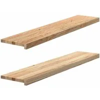 vidaXL Fensterbank Fensterbänke 2 Stk. Unbehandelt 120x25x2 cm Massivholz Eiche