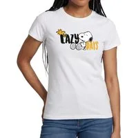 Spreadshirt T-Shirt Peanuts Snoopy Lazy Days Chillen Frauen T-Shirt (1-tlg)