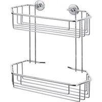 tesa Duschablage 1x tesa baath Plus Duschkorb doppelt, Komplett-Set 2-tlg., chrom 12,5 cm : 27 cm : 27,8 cm