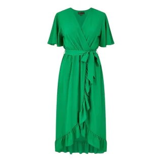 Mela London - Wickelkleid für Damen, Flatter-Ärmel (Leuchtend Grün)