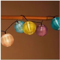 BURI Lichterkette Solar-Lampion-Lichterkette 10 LED Partybeleuchtung Dekolicht Gartendek