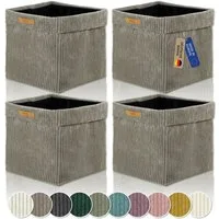 Lycce Regalkorb Kallax Boxen Cord 4er Set taupe, Aufbewahrungsbox faltbar 33x33x31cm (4 St)