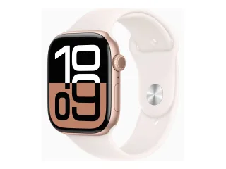 Apple Watch Series 10 (GPS + Cellular) 46mm Aluminium rosegold mit Sportarmband S/M blassrosa | mwy63qf/a |