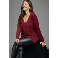 Laura Scott CURVE Longpullover Große Größen aus fließendem Feinstrick mit schönem V-Ausschnitt
