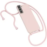 EAZY CASE Handykette Silikon Kette für Samsung Galaxy S22 Plus 6,6 Zoll, Umhängeband Kordel Hülle mit Band Schutzhülle Bumper Etui Matt Rosé