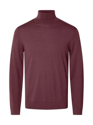 selected men - SLMTRAY LS KNIT MERINO ROLL NECK NOOS Tawny Port - Gr. - S