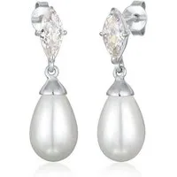 Elli Perlenohrringe Zirkonia Muschelkernperle Tropfen 925 Silber