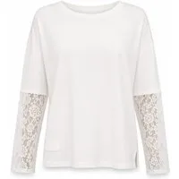 Freeman T. Porter Langarmshirt Teza Summer Lace Bluse - T-Shirt Damen - Oversize Shirt weiß