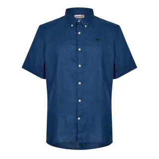 Timberland - "Mill Brook" Button-Down-Hemd für Herren, Mit Kragen, Leinen (Dunkles Jeansblau)