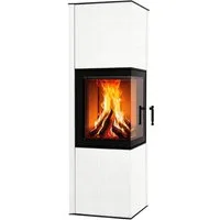 Hitze Kaminofen Eck-Kaminofen Hitze SIGA weiß, raumluftunabh. -6,5kW, 6.5 kW