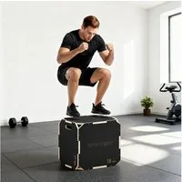 SPORTNOW Plyo-Box 3-in-1 mit 3 Sprunghöhen Griffen Kantenfreie Step-Up (Sprungbox, 1-St., Sprungkasten), für Zuhause, Fitnessstudio, Schwarz
