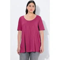 Ulla Popken T-Shirt T-Shirt Zierfalten A-Linie Rundhals Halbarm Modal