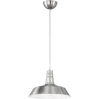 Reality Leuchten LED Pendelleuchte, LED wechselbar, Warmweiß, Fabrik-lampe im Industrie-design hängend über Esstisch Silber, Ø36cm