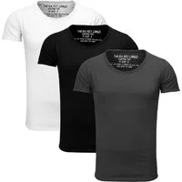 Key Largo T-Shirt Bread vintage Look uni Basic T00621 (3er-Pack, 3-tlg., 3er-Pack) Rundhalsauschnitt unifarben kurzarm slim fit