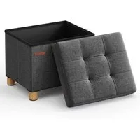 SONGMICS Sitzhocker Sitzbank, 32 x 40 x 33,5 cm, für Wohnzimmer Schlafzimmer Schlafsaal (1 St), kleine klappbare, Aufbewahrungsbox, bis 300 kg belastbar, dunkelgrau