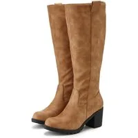LASCANA Weitschaftstiefel Stiefel, Stiefelette, langer Stiefel, Blockabsatz, Cowboy Stil VEGAN