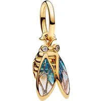 Pandora Charm-Einhänger 764490C01, Zikade, Vergoldet, Zirkonia, Blau