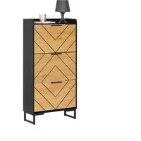 SoBuy Schuhkipper FSR164, Schuhschrank schmal, Schuhablage für 12-18 Paar Schuhe, Schuhschrank mit 3 Klappen Schuhregal Schuhkommode schmal