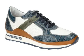 Galizio Torresi Herrenschuhe 417010 Sneakers Wei? - celeste / bianco Echtlede...