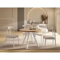 WFL GROUP Esstisch Avero White ausziehbar rund modern mit Holzbeinen (MADE IN EU, vier Größen – 80/90/100/100 cm, ausziehbar auf 160/190/140/200 cm), platzsparender Tisch für kleine Küche, Esszimmer oder Wohnzimmer