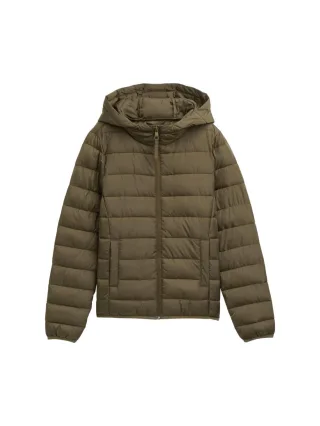 TOM TAILOR Denim - Leichte Steppjacke mit Kapuze grün - Gr. - XS