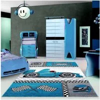 Ayyildiz Teppiche Kinderteppich Kids 460, rechteckig, Höhe: 12 mm, Kurzflor, Motiv Rennwagen, Auto, Spielteppich