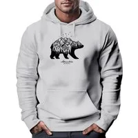 Neverless Hoodie Hoodie Herren Bär Abenteuer Berge Wald Bear Mountains Adventure