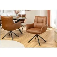 riess-ambiente Drehstuhl SIGNATURE cognac braun/schwarz - Echtleder, Metall, drehbar, Armlehne (Einzelartikel, 1 St), 360° drehbar & mit Taschenfederkern - ideal für Esszimmer & Büro