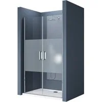 doporro Dusch-Drehtür Duschtür Nischentür 6mm ESG mit Nano-Beschichutng 195cm Teramo24, 80x195 cm, ESG, 25mm Verstellbereich, Beide Türen mit Hebe-/Senkmechanismus