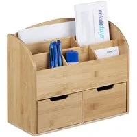relaxdays Schreibtischaufsatz Schreibtisch-Organizer 2 Schubladen