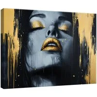 Wallarena Leinwandbild Frau Glamour Abstrakt Gold Schlafzimmer, Wohnzimmer 60x40 cm, Frau, 60 x 40 cm