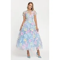MATSOUR'I Cocktailkleid Hydrangea Blumenkleid, Reißverschluss am Rücken, Rundhals