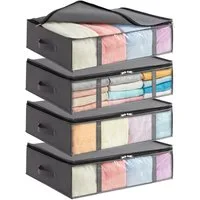 Lifewit Aufbewahrungsdose Unterbett Aufbewahrungsbox mit Deckel, faltbare Aufbewahrungstasche. (Set, 4 St., 40l-4tlg, 65l-4tlg, 75l-4tlg, 90l-4tlg)
