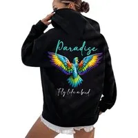 RMK Kapuzenpullover Damen Hoodie Papagei "Paradise" mit Kapuze