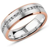 Vivo Silberring Bicolor mit Rosévergoldeten Rändern und Zirkoniareihe R8598cz