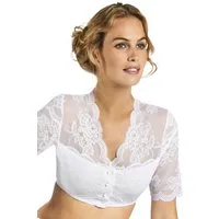 Nina Von C. Dirndlbluse Dirndlbluse mit Knopfleiste, kurzarm Tracht (Stück, 1-tlg) feine florale Spitze, halbarm