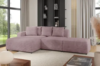 Ecksofa Designersofa MEGAN XS inkl. Hocker Stoff Poso Altrosa Ottomane Links