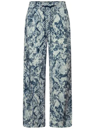 Street One - Gemusterte Wide Leg Hose blau - Gr. - 26