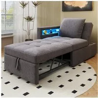 Flieks Daybett, Polsterbett Schlafsofa mit verstellbarer Rückenlehne LED USB/Typ-C