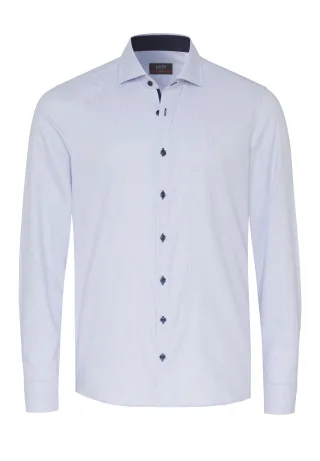 pure - PURE- City Hemd slim fit Langarm blau - Gr. - XL