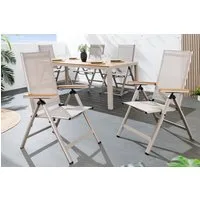 riess-ambiente Gartenstuhl DESIGNO taupe / natur · wetterfester klappbarer Hochlehner (Einzelartikel, 1 St), Balkonstuhl mit verstellbarer Rückenlehne · aus Aluminium & Polyester