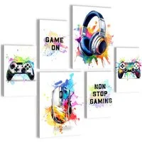 Novart Wandbild Wandbilder Gamer Spielkonsole Jugendzimmer Kinderzimmer Jungs, Weißer Hintergrund