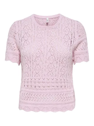 ONLY - ONLELKE LIFE SS STRUCTUR O-NECK KNT NOOS Romance Rose - Gr. - L