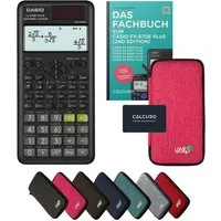CASIO Taschenrechner fx-87DE Plus 2 inkl. Schutztasche Pink & Fachbuch (48 S., DINA5)